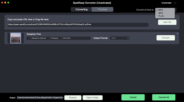 Choose Output Format for Spotify Song